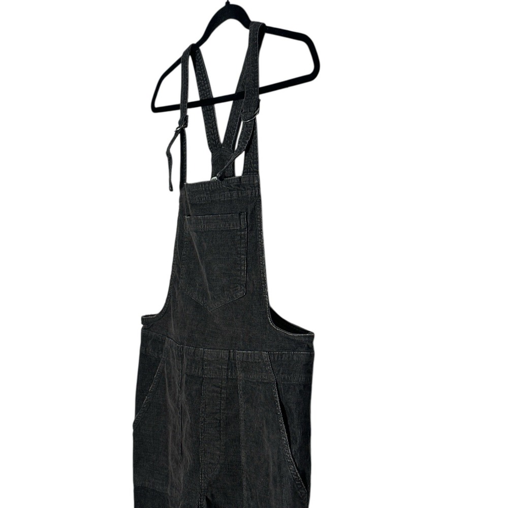 Aerie Overalls Women's Medium Corduroy Raw Hem Patch Pockets Dark Gray - Picture 10 of 10